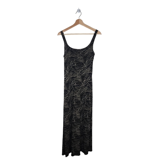 Banana Republic Sleeveless black gold Maxi Dress slim fit column Medium - Picture 8 of 11